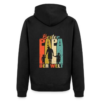 Bester Papa der Welt 2 Kinder Ehemann Papa - Unisex Premium Bio Zip Hoodie - Schwarz - Hinten - Nico (187cm)