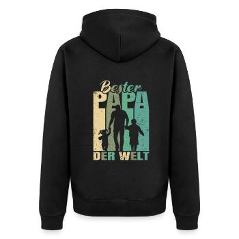 Bester Papa der Welt 2 Kinder Ehemann Papa - Unisex Premium Bio Zip Hoodie - Schwarz - Hinten - Nico (187cm)