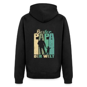 Bester Papa der Welt 1 Kind Ehemann Papa - Unisex Premium Bio Zip Hoodie - Schwarz - Hinten - Nico (187cm)