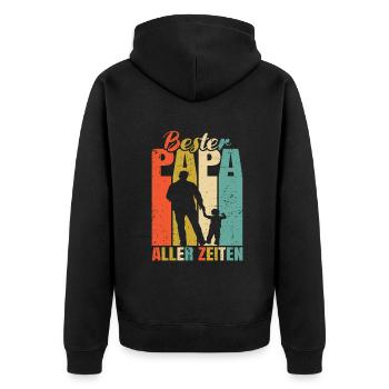 Bester Papa aller Zeiten 1 Kind Ehemann Papa - Unisex Premium Bio Zip Hoodie - Schwarz - Hinten - Nico (187cm)