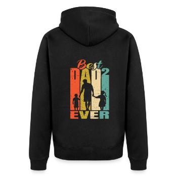 Best Dad Ever Father of 2 kids Husband dad - Unisex Premium Organic Zip Hoodie - black - Back - Nico (187cm)