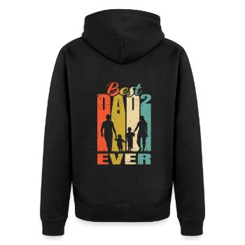 Best Dad Ever Father of 2 kids Husband dad - Unisex Premium Organic Zip Hoodie - black - Back - Nico (187cm)