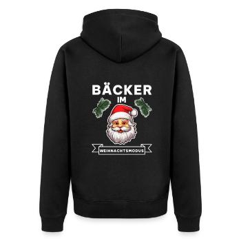 Lustiger Bäcker Weihnachtsmann Weihnachten Spruch - Unisex Premium Bio Zip Hoodie - Schwarz - Hinten - Nico (187cm)