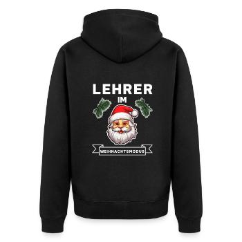 Lustiger Lehrer Weihnachten Weihnachtsmann Spruch - Unisex Premium Bio Zip Hoodie - Schwarz - Hinten - Nico (187cm)