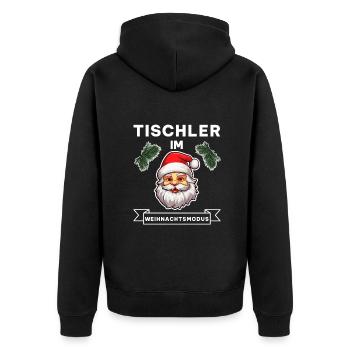 Lustiger Tischler Weihnachten Beruf Spruch - Unisex Premium Bio Zip Hoodie - Schwarz - Hinten - Nico (187cm)