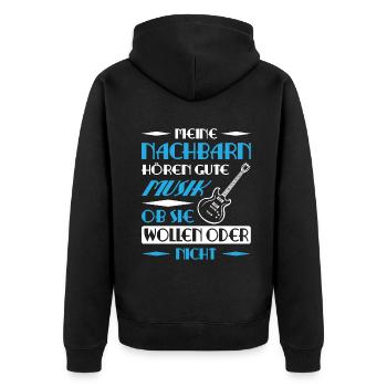 Gitarrist Gitarrenspieler Gitarre Bassisten - Unisex Premium Bio Zip Hoodie - Schwarz - Hinten - Nico (187cm)
