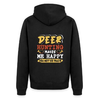 Deer Hunting makes me happy - Unisex Premium Bio Zip Hoodie - Schwarz - Hinten - Nico (187cm)