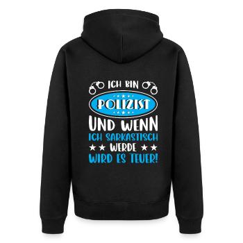 Polizei Polizist Polizisten Polizeibeamter - Unisex Premium Bio Zip Hoodie - Schwarz - Hinten - Nico (187cm)