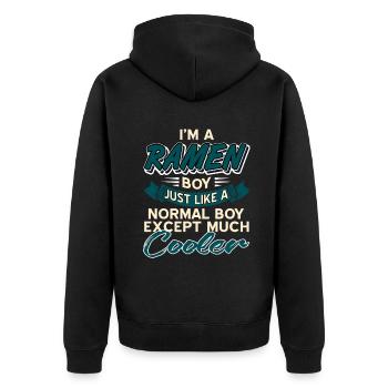 I'm a ramen boy - Unisex Premium Bio Zip Hoodie - Schwarz - Hinten - Nico (187cm)