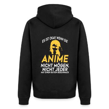 Es Ist Okay Wenn Sie Anime Nicht Mögen - Unisex Premium Bio Zip Hoodie - Schwarz - Hinten - Nico (187cm)