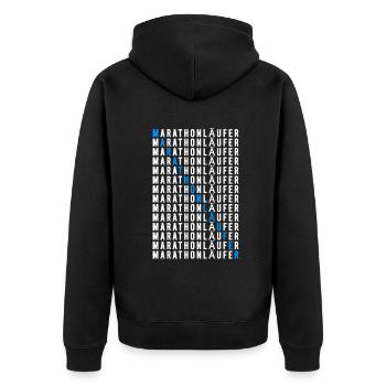 Marathonläufer - Unisex Premium Bio Zip Hoodie - Schwarz - Hinten - Nico (187cm)