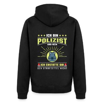 Polizei Polizist Polizisten Polizeibeamter - Unisex Premium Bio Zip Hoodie - Schwarz - Hinten - Nico (187cm)