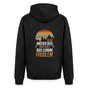 beer drinker with a rock climbing problem - Unisex Premium Bio Zip Hoodie - Schwarz - Hinten - Nico (187cm)