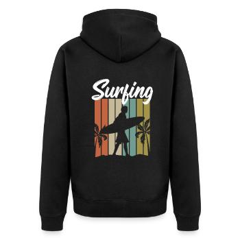 Surf Style - Surfing Sport - Unisex Premium Bio Zip Hoodie - Schwarz - Hinten - Nico (187cm)