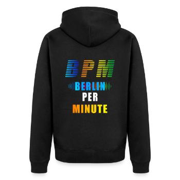EDM BPM Berlin Per Minute - Unisex Premium Organic Zip Hoodie - black - Back - Nico (187cm)
