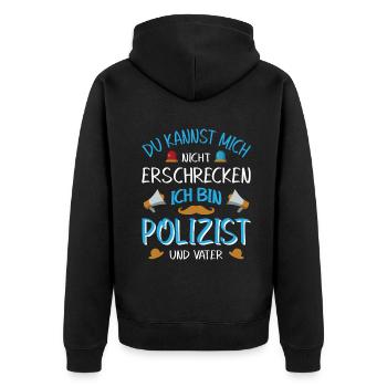 Polizei Polizist Polizisten Polizeibeamter - Unisex Premium Bio Zip Hoodie - Schwarz - Hinten - Nico (187cm)