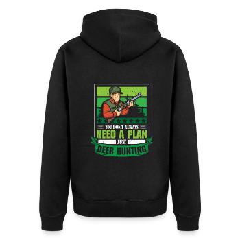 Just Deer Hunting - Unisex Premium Bio Zip Hoodie - Schwarz - Hinten - Nico (187cm)