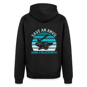 Save an anvil bang a blacksmith - Unisex Premium Bio Zip Hoodie - Schwarz - Hinten - Nico (187cm)