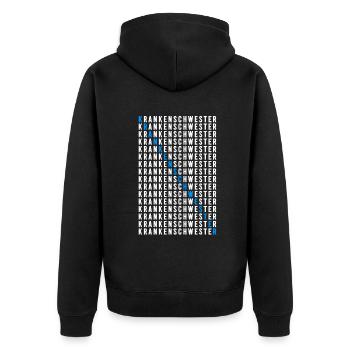 Krankenschwester - Unisex Premium Bio Zip Hoodie - Schwarz - Hinten - Nico (187cm)