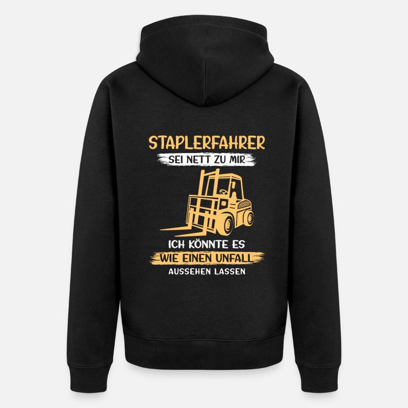 Lagerarbeiter Logistiker Stapler Staplerfahrer - Unisex Premium Bio Zip Hoodie - Schwarz