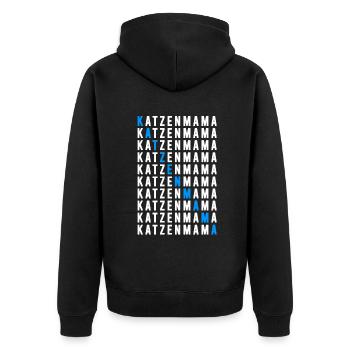 Katzenmama - Unisex Premium Bio Zip Hoodie - Schwarz - Hinten - Nico (187cm)