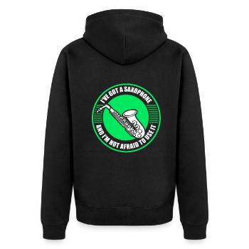 There is nothing a beer and saxophone can´t fix - Unisex Premium Bio Zip Hoodie - Schwarz - Hinten - Nico (187cm)
