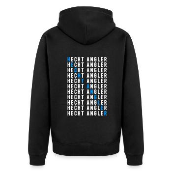 Hecht Angler - Unisex Premium Bio Zip Hoodie - Schwarz - Hinten - Nico (187cm)