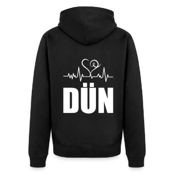 Heartbeat Dün - Unisex Premium Bio Zip Hoodie - Schwarz - Hinten - Nico (187cm)