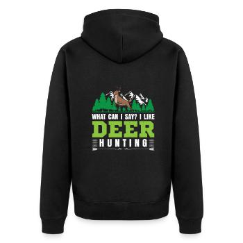 What Can I Say I Like Deer hunting - Unisex Premium Bio Zip Hoodie - Schwarz - Hinten - Nico (187cm)