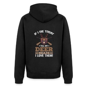 I’ve heard a deer joke, I’d have a buck - Unisex Premium Bio Zip Hoodie - Schwarz - Hinten - Nico (187cm)
