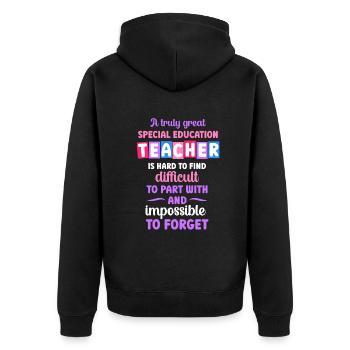 A truly great special education teacher - Unisex Premium Bio Zip Hoodie - Schwarz - Hinten - Nico (187cm)
