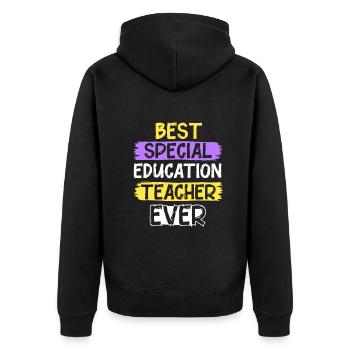 Best special education teacher ever - Unisex Premium Bio Zip Hoodie - Schwarz - Hinten - Nico (187cm)