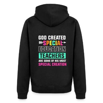 God created special education teachers - Unisex Premium Bio Zip Hoodie - Schwarz - Hinten - Nico (187cm)