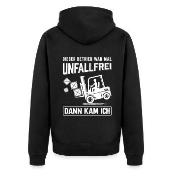 Lagerarbeiter Logistiker Stapler Staplerfahrer - Unisex Premium Bio Zip Hoodie - Schwarz - Hinten - Nico (187cm)