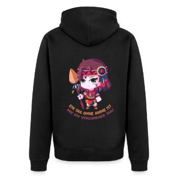 Ein Tag ohne Anime ist wie ein verlorener Tag - Unisex Premium Bio Zip Hoodie - Schwarz - Hinten - Nico (187cm)