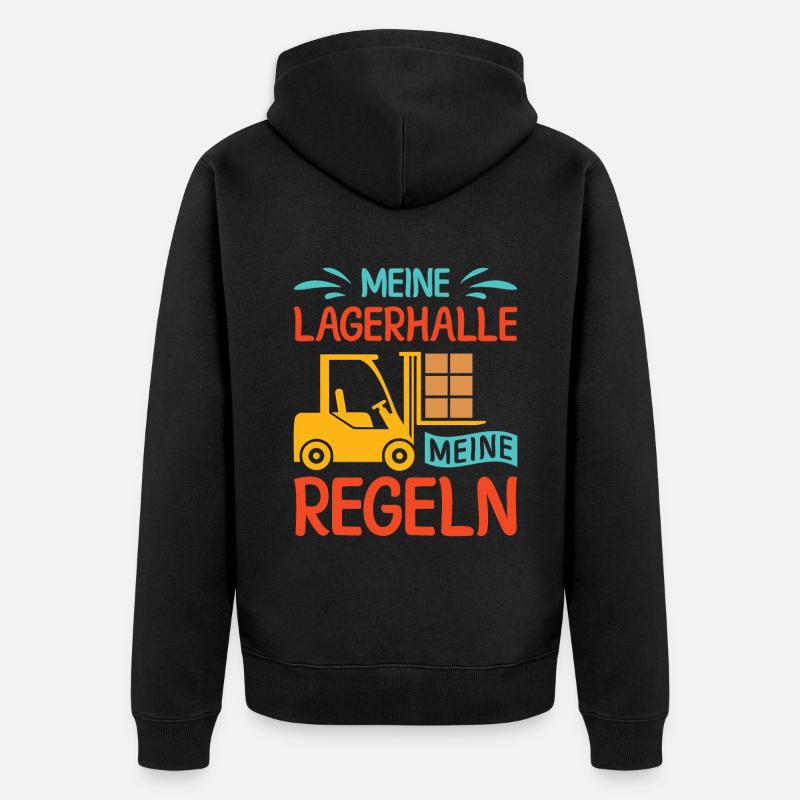 Lagerarbeiter Logistiker Stapler Staplerfahrer - Unisex Premium Bio Zip Hoodie - Schwarz