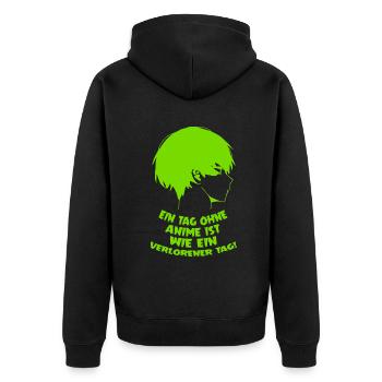 Ein Tag ohne Anime ist wie ein verlorener Tag - Unisex Premium Bio Zip Hoodie - Schwarz - Hinten - Nico (187cm)