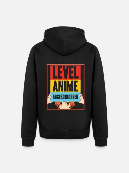 Level Anime Abgeschlossen - Unisex Premium Bio Zip Hoodie - Schwarz