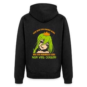 Ich bin ein Anime Girl - Unisex Premium Bio Zip Hoodie - Schwarz - Hinten - Nico (187cm)