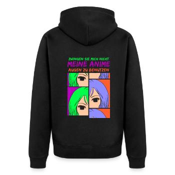 Zwingen sie mich nicht meine Anime Augen - Unisex Premium Bio Zip Hoodie - Schwarz - Hinten - Nico (187cm)