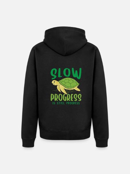 Slow progress is still progress - Unisex Premium Bio Zip Hoodie - Schwarz