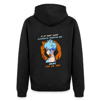 Prinzessin und Anime - Unisex Premium Bio Zip Hoodie - Schwarz - Hinten - Nico (187cm)