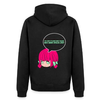 Ich liebe es wenn mein Freund mich Anime - Unisex Premium Bio Zip Hoodie - Schwarz - Hinten - Nico (187cm)