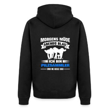 Morgens Müde Abends Blau Pilzsammler - Unisex Premium Bio Zip Hoodie - Schwarz - Hinten - Nico (187cm)