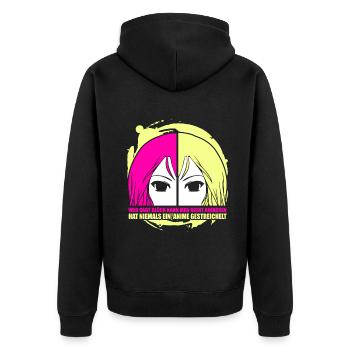 Wer sagt Glück kann man nicht anfassen Anime - Unisex Premium Bio Zip Hoodie - Schwarz - Hinten - Nico (187cm)
