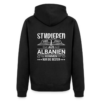 Studieren kann jeder Albanien Albaner - Unisex Premium Bio Zip Hoodie - Schwarz - Hinten - Nico (187cm)