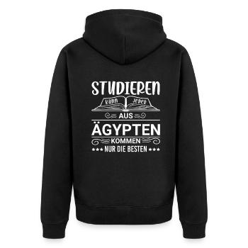 Studieren kann jeder Ägypten Ägypter - Unisex Premium Bio Zip Hoodie - Schwarz - Hinten - Nico (187cm)
