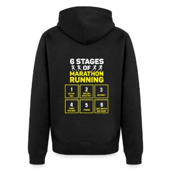 Stages of running - Unisex Premium Bio Zip Hoodie - Schwarz - Hinten - Nico (187cm)