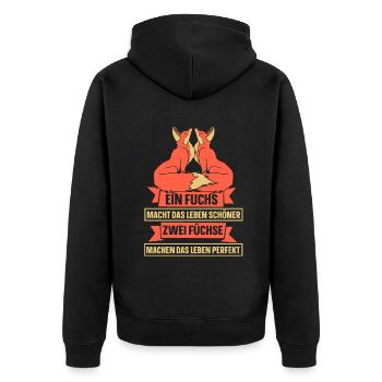 Ein fuchs macht das leben schöner - Unisex Premium Bio Zip Hoodie - Schwarz - Hinten - Nico (187cm)