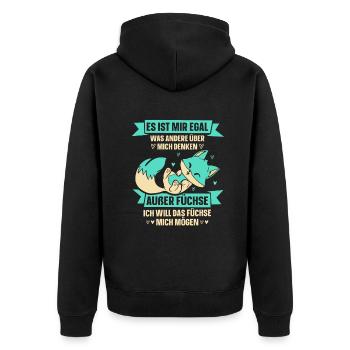 außer füchse ich will das füchse mich mögen - Unisex Premium Bio Zip Hoodie - Schwarz - Hinten - Nico (187cm)